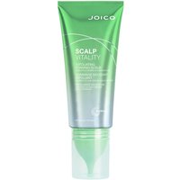 Green and silver Joico Scalp Vitality Exfoliating Foaming Scrub tube, 177ml, with white text and flip-top cap.