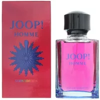 Pink Joop! Homme Neon Edition Eau De Toilette 75ml with black cap and red box featuring blue text and design.