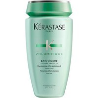 Green Kérastase Bain Volumifique shampoo bottle, 250ml, with silver cap and bold logo on front.