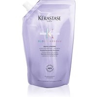 Lavender Kérastase Blond Absolu Bain Lumière Shampoo Refill Pouch, 500ml, with black cap and brand logo.