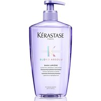 Kérastase Blond Absolu Bain Lumiere 500ml refillable bottle, translucent lavender with pump dispenser.