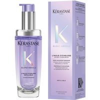 Kérastase Blond Absolu Hair Oil in a lavender refillable pump bottle with matching box, silver accents.