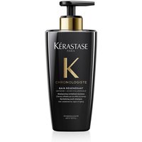 Black Kérastase Chronologiste Bain 500ml bottle with gold pump and large gold "K" on the front.