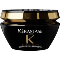 Black and gold Kérastase Chronologiste hair mask jar, 200ml, with sleek design and bold lettering.