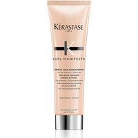 Peach tube of Kérastase Curl Manifesto Leave-In-Cream 150ml with black text and logo.