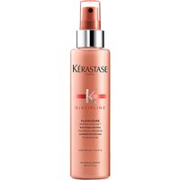 Peach-colored Kérastase Discipline Fluidissime Leave-In Care 150ml bottle with spray nozzle and silver cap.