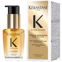 Kérastase Elixir Ultime L'Huile Originale Hair Oil 30ml, gold bottle with black pump, next to white box with black text.