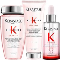 Kérastase Genesis Bundle with pink shampoo, conditioner tube, and serum bottle with dropper.