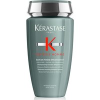 Kérastase Genesis Homme shampoo 250ml, sleek gray bottle with silver cap and red accents.