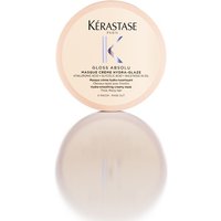 Kérastase Gloss Absolu Masque, 75ml, round beige jar with purple text and reflective surface.