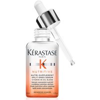 Clear bottle of Kérastase Nutritive Split Ends Serum with silver dropper and orange gradient label.