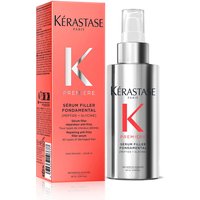 Silver Kérastase serum bottle with pump, red "K" logo, next to matching red box with product details.