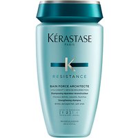 Kérastase Resistance Bain Force Architecte 250ml shampoo in a teal bottle with a dark green cap and silver accents.