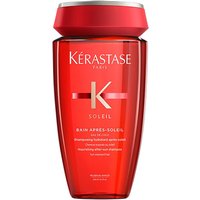 Red Kérastase Soleil shampoo bottle with silver cap and white text, 250ml size.