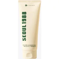 Cream tube of K-Secret Cleansing Foam with green "SEOUL1988" text, 150ml, Pine Cica 1% + Probiotics formula.