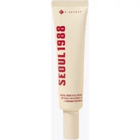 K-Secret Eye Cream tube, beige with red "SEOUL 1988" text, 30ml size, featuring Retinal Liposome 4% and Fermented Bean.