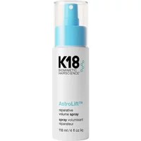 K18 AstroLift Volume Spray 118ml, white bottle with blue pump and black logo text.