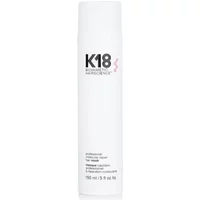 White K18 Leave-In Molecular Repair Hair Mask bottle, 150ml, with black and pink logo on front.