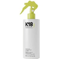 K18 Molecular Repair Hair Mist 300ml, white bottle with lime green spray nozzle and black text.