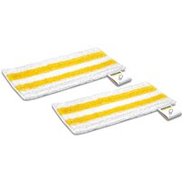 White and yellow-striped Karcher floor cloths for SC 1 Upright EASYFIX steam cleaners, rectangular shape.