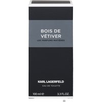 Karl Lagerfeld Bois De Vetiver Eau de Toilette 100ml, sleek black and gray box with white text detailing.