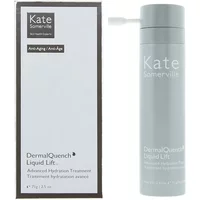 Kate Somerville DermalQuench Liquid Lift in light blue bottle with spray nozzle, next to matching branded box.
