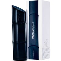 Dark blue Kenzo Homme EDP bottle with bamboo design, next to white box with blue accents, 110 ml size.