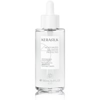 Clear bottle of Kerasilk Moisturizing Scalp Drops 100ml with white dropper cap and minimalist label design.