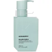 Light blue rectangular pump bottle of Kevin.Murphy Killer.Curls Anti-Frizz Curl Defining Creme, 200ml.
