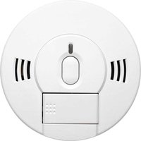 White Kidde smoke and carbon monoxide alarm with central test button and side vents.