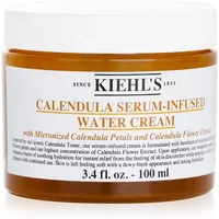 Kiehl's Calendula Serum Infused Water Cream in amber jar with white label, black text, 100ml size.