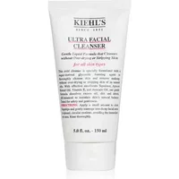 Kiehl's Ultra Facial Cleanser 150ml in white tube with black text and red accent, suitable for all skin types.