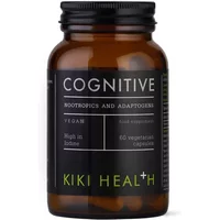 KIKI Health Cognitive Blend, brown bottle, black label, 60 vegicaps, nootropics and adaptogens, vegan.