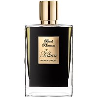 Kilian Black Phantom Eau de Parfum 50 ml, clear bottle with black label and gold cap, unisex sweet fragrance.