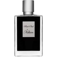 Clear glass bottle with black label, silver cap, and "Pearl Oud by Kilian" text for Kilian Pearl Oud Eau De Parfum 50ml.