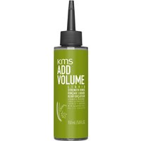 KMS Add Volume Liquid Strength Rinse 150ml, green bottle with black nozzle and white text.