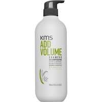 KMS Add Volume Shampoo 750ml, white bottle with black pump and green text.