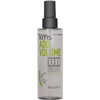 KMS Add Volume Volumising Spray 200ml, clear bottle with black spray nozzle and green text.