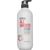 KMS All Smooth Conditioner 750ml in a white bottle with black pump and red text.