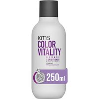 KMS Color Vitality Blonde Conditioner in white bottle with purple text, 250ml size label at bottom.