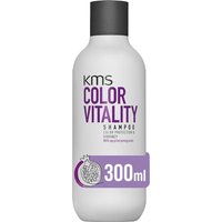 White KMS Color Vitality Shampoo bottle, 300ml, with purple text and a purple band near the base.