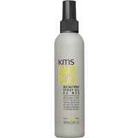 KMS HairPlay Sea Salt Spray 200ml in a sleek gray bottle with black spray nozzle and bold yellow text.