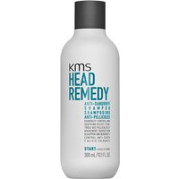 White KMS HeadRemedy Anti-Dandruff Shampoo bottle, black cap, blue and black text, 300ml size.