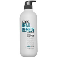 KMS HeadRemedy Deep Cleanse Shampoo 750ml in white bottle with black pump and blue text.