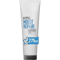 White KMS Moist Repair Cleansing Conditioner tube, 275ml, with blue text and butterfly graphic on the front.