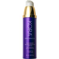 Purple Kora Organics Noni Night AHA Resurfacing Serum bottle with gold pump and cap, 30 ml size.