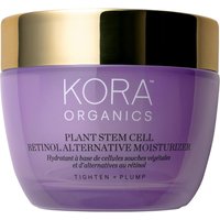 Purple Kora Organics moisturizer jar with gold lid, labeled "Plant Stem Cell Retinol Alternative Moisturizer 50 ml."