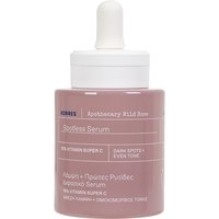 Korres Wild Rose Spotless Serum, pink bottle with white dropper, 15% Vitamin Super C, 30ml capacity.