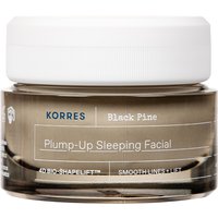 Korres Black Pine 4D BioShapeLift Plump-up Sleeping Facial in a 40ml brown jar with white lid and label.
