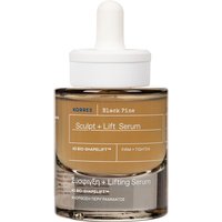 Korres Black Pine serum in a clear bottle with white dropper, featuring a beige label and 30ml capacity.